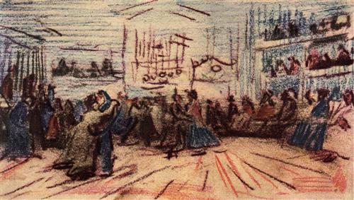 1885（安特卫普时期：为《吃土豆的人》绘制了约五十幅农民头像；3月26日父亲骤然去世，被左拉之《萌芽》及其他现实主义作家作品深深打动；10月赴安特卫普，参观博物馆；鲁本斯的光与色彩、日本浮世绘的大胆构图，使他陶醉；得到一些日本版画，心胸开阔了，画板色调明亮起来。）