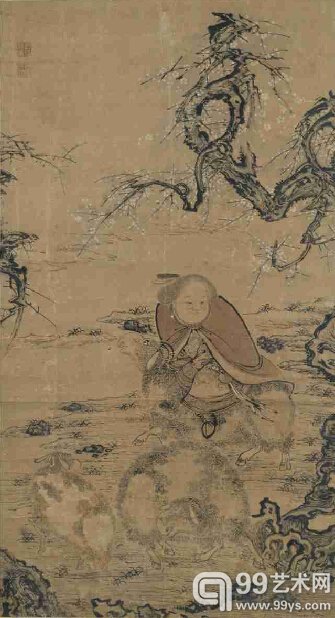 清 许从龙 三羊婴戏图轴 纸本，设色，纵187cm，横102.2cm。
