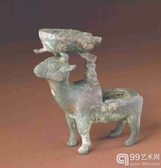 西汉 铜羊灯 灯高11