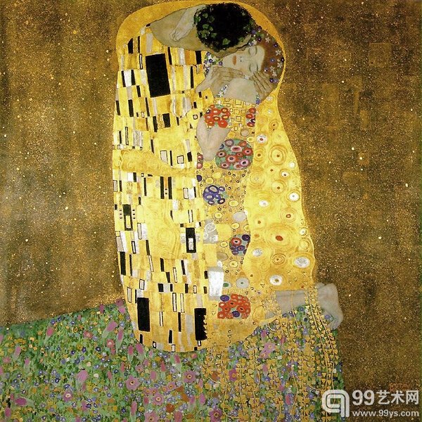 3.Gustav Klimt, 《吻》(The Kiss) ，1908. 