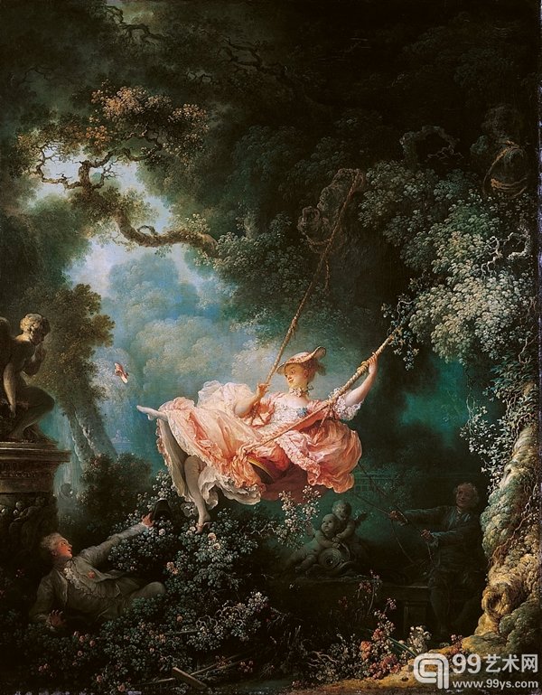 14.Jean-Honoré Fragonard, 《愉快的秋千事故》（The Happy Accidents of the Swing ），1767–68.