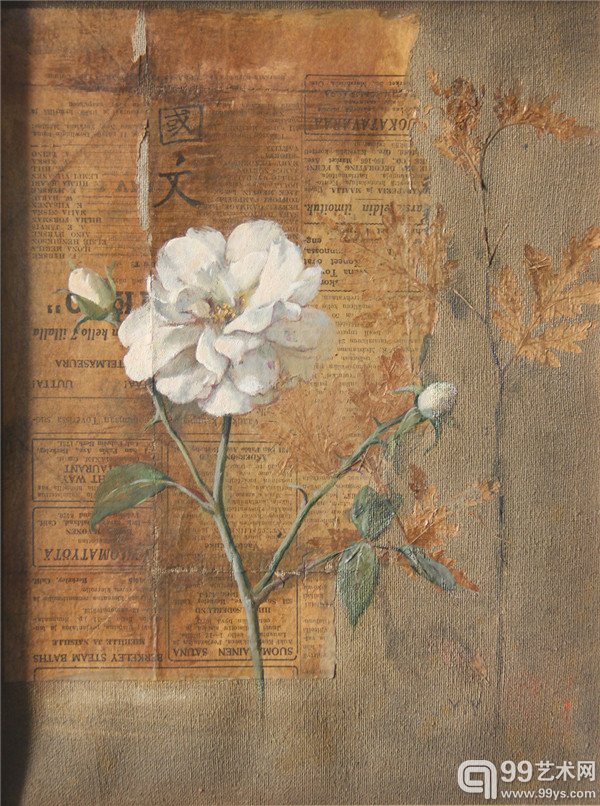 杨媛媛-报纸和花-综合材料-35.5×27cm-2012