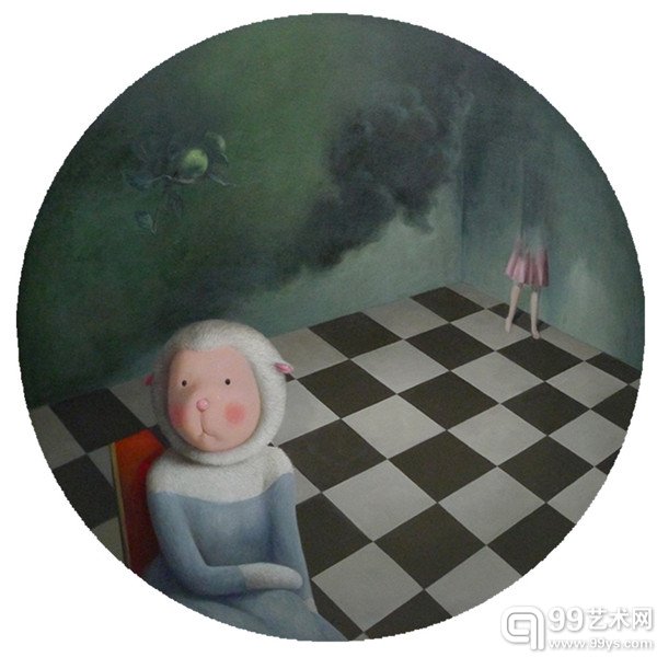 杨媛媛-苹果-布面油画-直径100cm-2014