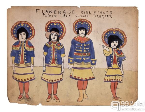 2.Henry Darger, Flanengoe Girl Scouts Thirty Three Degree Rangers. 