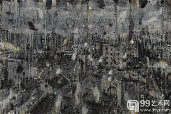 《惟有夜色，在我和空白之间》赵峥嵘布面油画150x100cm2014年