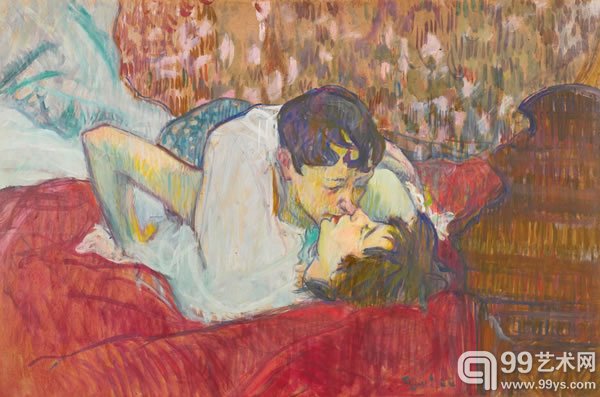 No 4 : 亨利·德·杜鲁斯·洛特列克佳作《床上：吻》（1892）,以1078.9万英镑售出