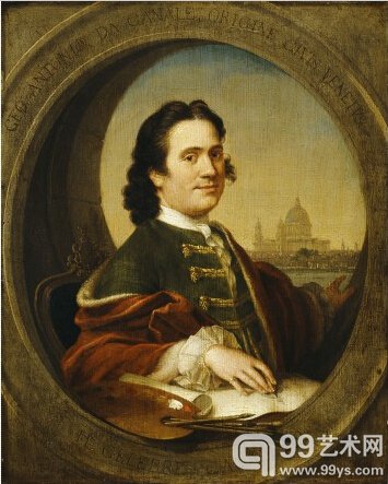 Canaletto, A self-portait with Saint Pauls in the Background, 1746