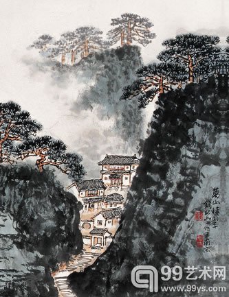 钱松嵒 万山积翠 局部图-2