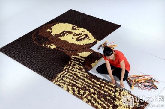 艺术家千条巧克力制成威廉王子肖像