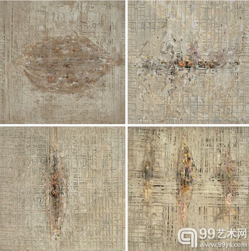 秘密花园 120cm×120cm  布面油画 综合材料 2000