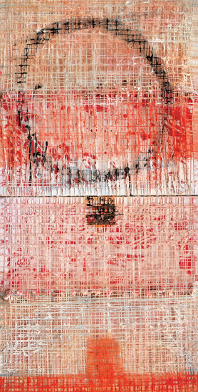 滕英作品  游戏（之二）100cm×50cm 布面油画 综合材料 2003