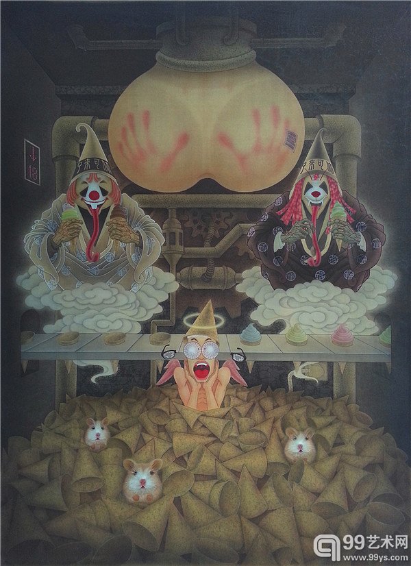 《地狱变之堕天使》工笔绢本.118X160cm.2013