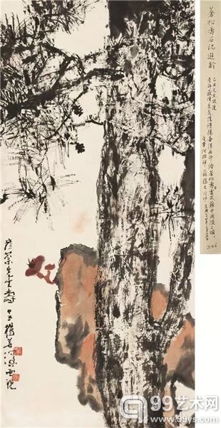 Lot 392杨善深(1913-2004) 寿兰图纸本立轴 1985年作备 注：1.郑彦棻上款。2.此作品为何树祥、苏锡文为郑彦棻贺寿之礼。何树祥，国民党政治人物，曾任广东省驻南京办事处主任。96×44cm 约3.8平尺RMB: 140,000-180,000