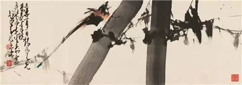 Lot 393赵少昂(1905-1998) 祝寿图纸本横披 1979年作备 注：1.苏锡文题签条。2.郑彦棻上款。30×83 cm 约2.2平尺RMB: 5,000-10,000