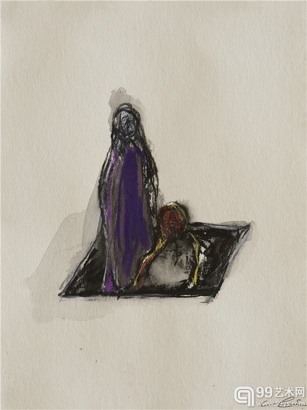 盐田千春_洞_纸上油画棒_32×24 cm_2014