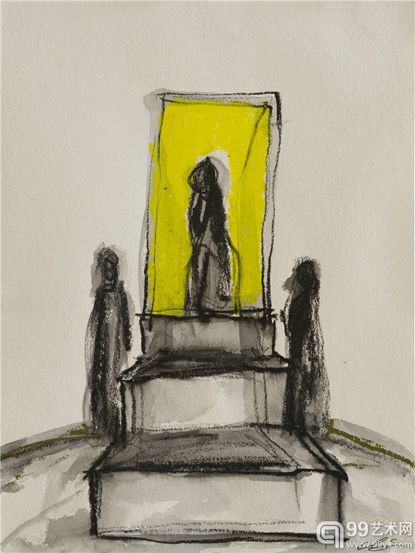 盐田千春_光_纸上油画棒_32×24 cm_2014