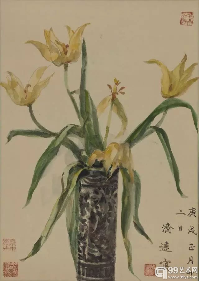 蔬果花卉四帧 镜心 设色纸本 56 × 39 cm (每幅)