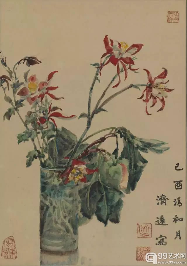 蔬果花卉四帧 镜心 设色纸本 56 × 39 cm (每幅)