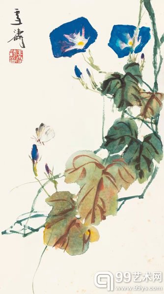 王雪涛  牵牛花 纸本立轴 42 × 24 cm