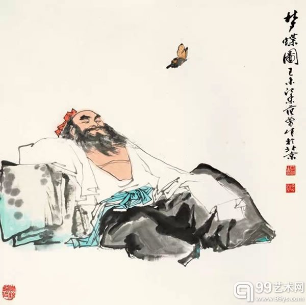范曾 梦蝶图 纸本镜心 71 × 71 cm