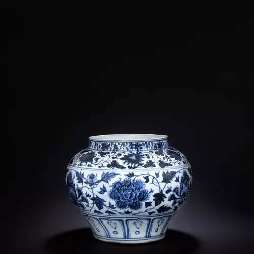 元 青花缠枝牡丹罐