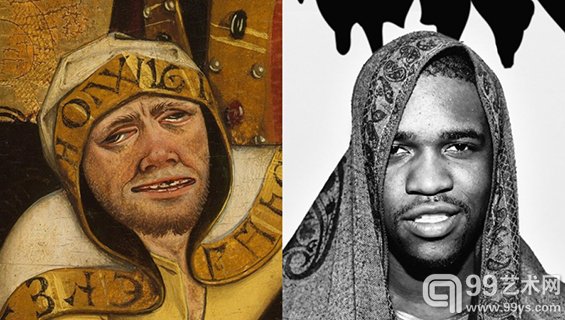 左图：木板油画“殉难者圣徒劳伦斯”右图：歌手ASAP Ferg