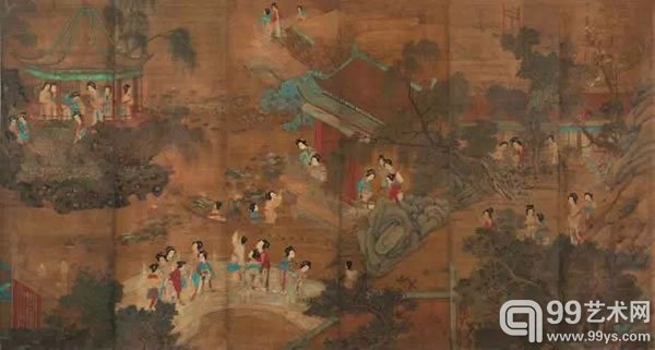佚名春游图绢本镜心167 × 312 cm