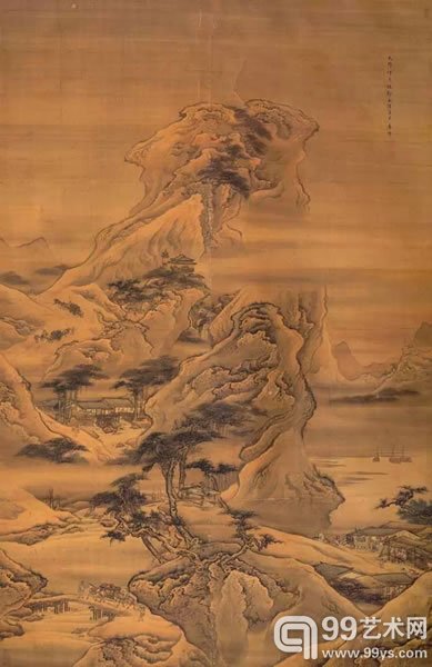 袁曜湖山行旅绢本立轴205 × 132 cm