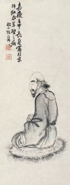 张问陶达摩坐禅图纸本立轴67 × 26 cm
