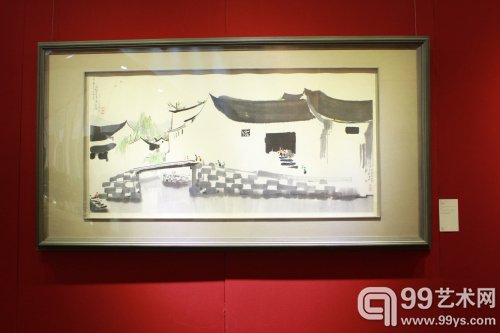 北京文津阁2015年春拍预展现场：吴冠中风景代表作《江南乡情》
