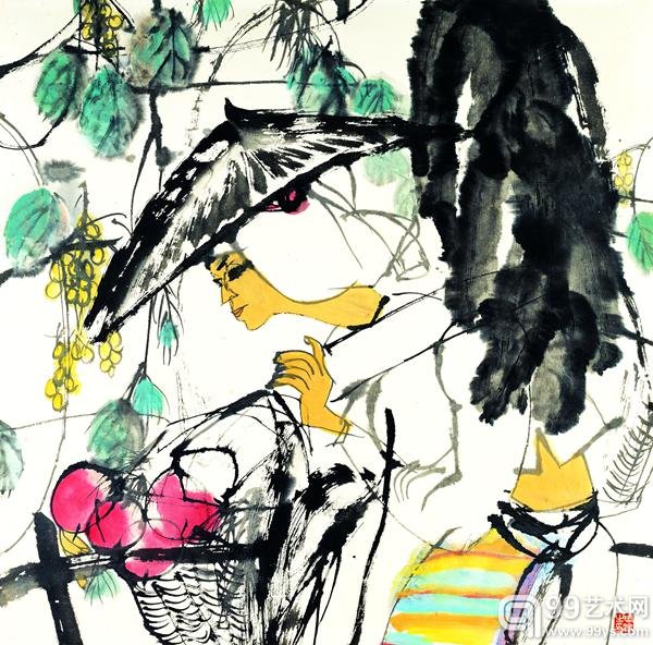 16傣家1990_70x70cm