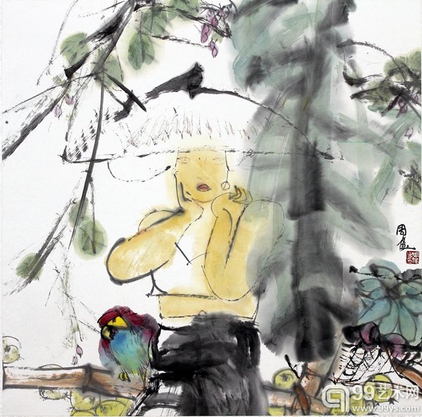 22茂叶美人2003年69x69cm