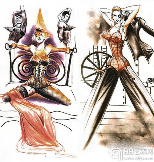 让·保罗·高提耶 （Jean Paul Gaultier）为麦当娜设计的手稿