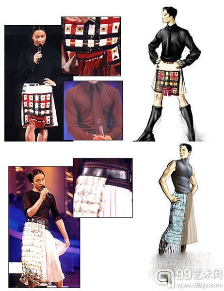 让·保罗·高提耶 （Jean Paul Gaultier）为张国荣演唱会设计的手稿