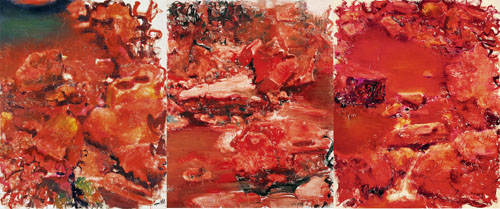 1994年的“石头”系列作品《雅安上里（三联画）》