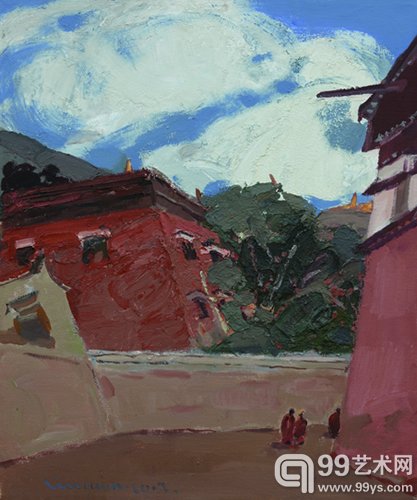 刘宣作品 喇 嘛寺 50×60cm 2010
