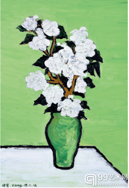 白色大茶花系列之二 布面油画