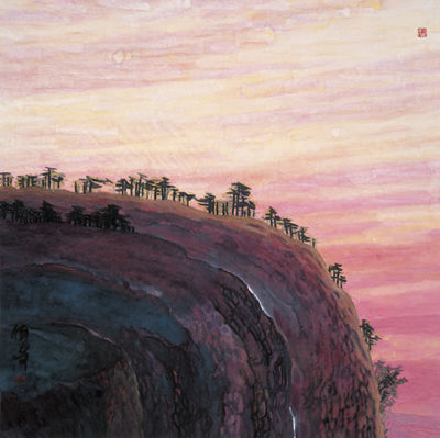 杨佴旻 《日出黄山》 121×121cm 2008年作 纸本设色