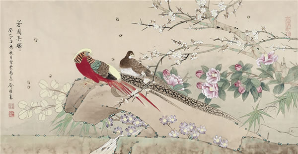 喻继高  《芳园春晖》  69×135cm