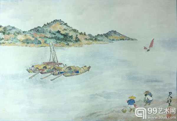 渔乐图 纸本设色 42