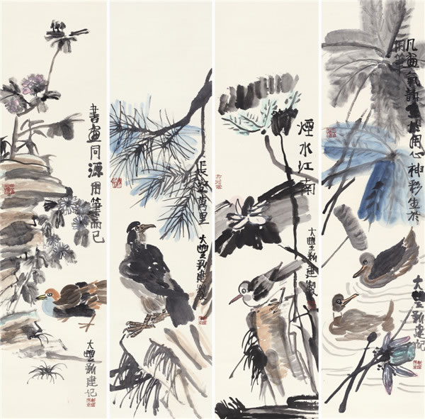 朱新建  《美意四屏》  138×34cm×4