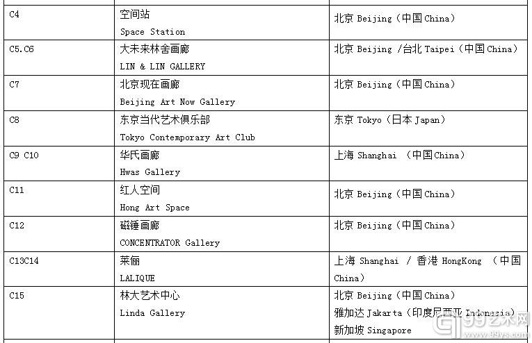 2015艺术北京参展商名单当代馆 Contemporary Art Pavilion