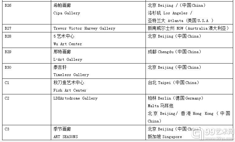 2015艺术北京参展商名单当代馆 Contemporary Art Pavilion
