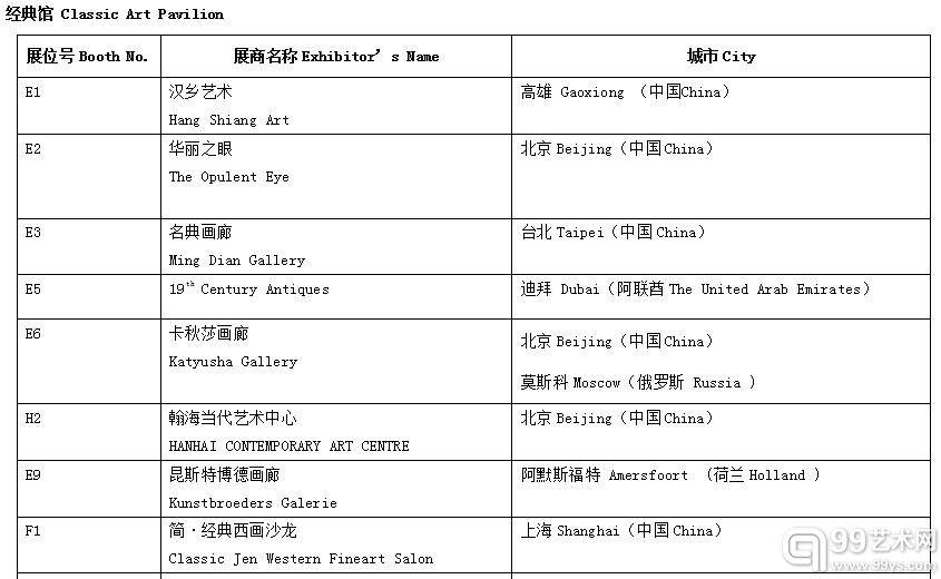 2015艺术北京参展商名单经典馆 Classic Art Pavilion