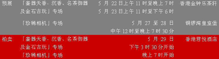 仕宏 2015 年春季拍卖日程