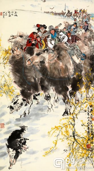   黄胄《风华正茂》设色纸本 立轴 152×83cm