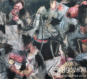 张恩利 吸烟  布面 油画 200×220cm