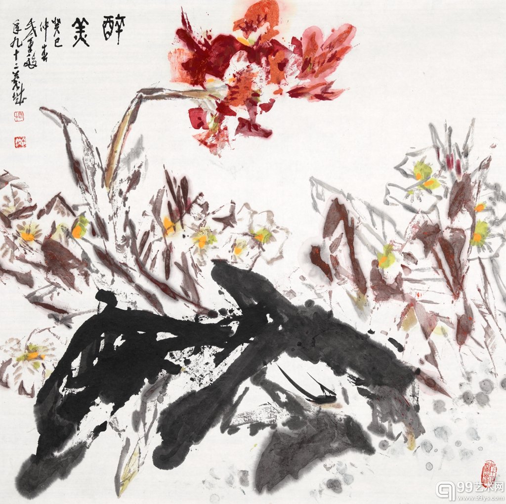 刘伯骏 《醉美之二》   宣纸国画   69x69cm  2013年