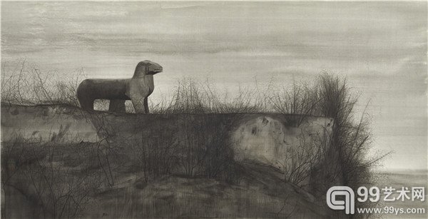 《唐陵之九》 63x123cm 绢本 2014