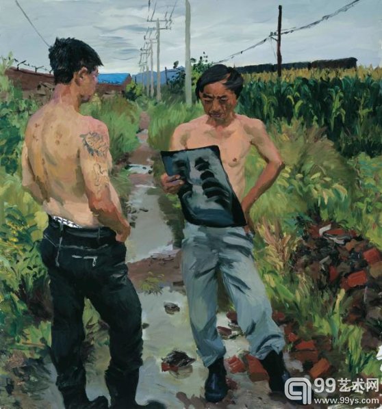 《肋骨弯了》2010年 布面油画 150X140cm